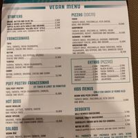 Vegan menu at Francesinhas Al Forno da Baixa in Porto