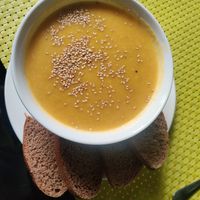 Pumpkin soup was okay at Bosco Verde Italian Vegan Restaurant in Ulaanbaatar