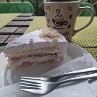 Coconut cake at Bosco Verde Italian Vegan Restaurant in Ulaanbaatar