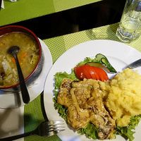 something with mush and mushrooms, excellent at Bosco Verde Italian Vegan Restaurant in Ulaanbaatar