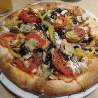 Vegan pizza at La Plage in St Julians