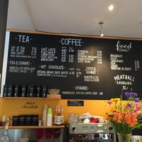 Menu and counter. at Airtime Cafe in Lauterbrunnen