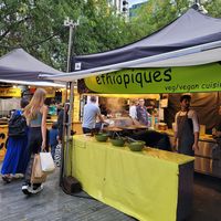 The stall is easy to find in the middle of the market area at Ethiopiques - South Bank in South East London