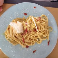 Vegan carbonara at Buddy VEGGY in Rome