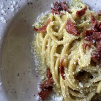 Vegan carbonara at Buddy VEGGY in Rome