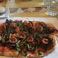 Pizza and chickpea ‘meatballs’ and veg at Buddy VEGGY in Rome