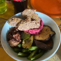 Hummus entree (not even bread, not worth the price at all, but tasty hummus) at Buddy VEGGY in Rome