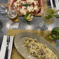 Vegan Carbonara and Vegetarian Margheritta  at Buddy VEGGY in Rome