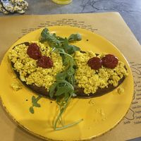Tofu scramble bruschetta   at Buddy VEGGY in Rome