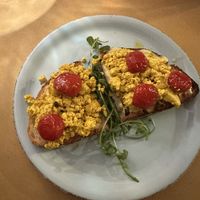Tofu scramble bruschetta   at Buddy VEGGY in Rome