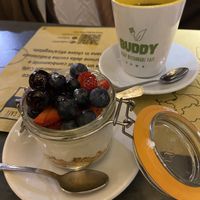 “Cheesecake” (more like a whipped cream dessert)  at Buddy VEGGY in Rome