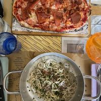 Truffle pasta & “prosciutto” pizza(?)  at Buddy VEGGY in Rome