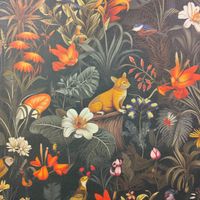 Cute wallpaper inside of the bathrooms at Buddy VEGGY in Rome