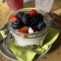 "Cheesecake" didn't have the consistency (obviously because it's in a glass) of a cheesecake, neither did it taste like a cheesecake, but it was delicious!   at Buddy VEGGY in Rome