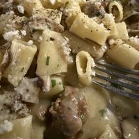Porcina Pasta with plant-based sausage. It was not the cream sauce, it was creamy sauce they made perfectly. I liked black pepper touch too!   at Buddy VEGGY in Rome