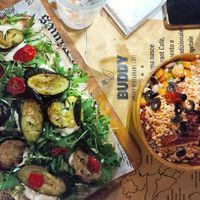 Amazing pinsa, salads & seitan ❤️ at Buddy VEGGY in Rome