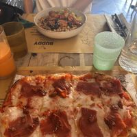 Speck Pinsa and Buddah Bowl  at Buddy VEGGY in Rome
