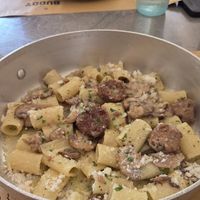Mezza manica alla porcina felice, con salsiccia funghi e timo at Buddy VEGGY in Rome