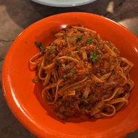 Whole grain tagliatelle w seitan ragu at Buddy VEGGY in Rome