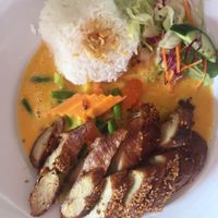 vegan duck in mango sauce  at Savory Chay in Berlin