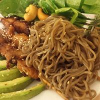 The Vegan Grill Chicken Teriyaki auf Sobanudeln, with extra spinach on my request :). at Savory Chay in Berlin