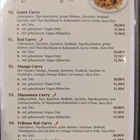 Menu - vegan curry dishes. at Savory Chay in Berlin