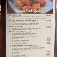 Menu - vegan wok dishes. at Savory Chay in Berlin