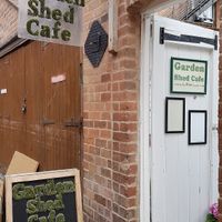 Signs outside at The Garden Shed Cafe in Leamington Spa