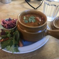 The bean stew with a little side salad instead of bread. at The Garden Shed Cafe in Leamington Spa