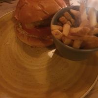 Vegan cheese burger with fries at Lounges - Brasco Lounge in Liverpool
