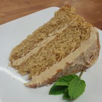 Generous slice of delicious chai cake at Oh My Goodness in Eastbourne