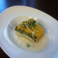 I got some kind of asparagus strudel in a white sauce. It was simply amazing.  at Zum Wohl in Vienna