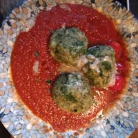 Spinach dumplings at Zum Wohl in Vienna