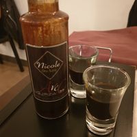Licorice liquor from the owner at Avec 55 in Tivoli