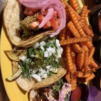3 vegan tacos + sweet potato friess  at Tex Tubb's Taco Palace in Madison