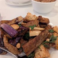 Eggplant with steamed tofu at SriPraPhai in Williston Park