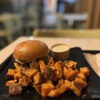 Galaxie Burger with sweet potato and garlic aoli, come on you know you want this.   at Copper Branch - 600 Maisonneuve W/O in Montreal