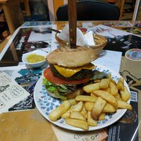 D Sanchez burger and chunky chips at D.Sanchez Fresh Food in Fuerteventura