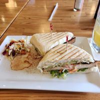 Tofu banh mi, OJ, and coleslaw (too vinegary for me) at Pika's Cafe in Guam