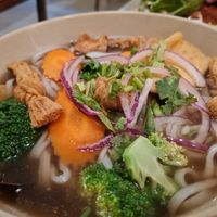 Vegan Pho with tofu and veggies at Golden Lotus Vegan in Newtown