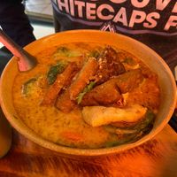Laksa noodle soup  at Golden Lotus Vegan in Newtown