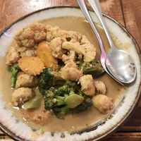 mock chicken in satay sauce at Golden Lotus Vegan in Newtown