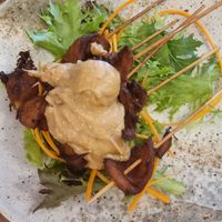 Satay skewers at Golden Lotus Vegan in Newtown