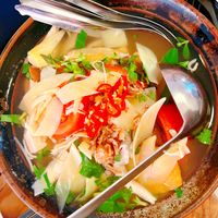 Saigonese Sweet and Sour Soup (Canh Chua )  at Golden Lotus Vegan in Newtown