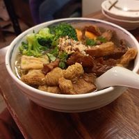 Yellow Noodle vegan chicken soup at Golden Lotus Vegan in Newtown