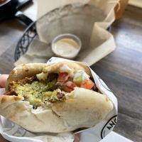 Falafel pita pocket  at Angel's Cafe in Sharon