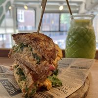 Toastie and green smoothiee  at Coco's Corner Shop in Amsterdam