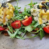 Tostada, delicious crunchy bases with the freshes vegetables and herbs! at Art of Raw at The Garden Lounge in Zadar