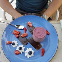 Raspberry raw cake at Art of Raw at The Garden Lounge in Zadar