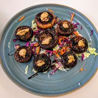 Button mushrooms at Art of Raw at The Garden Lounge in Zadar